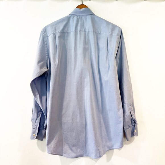 Nordstrom Blue Dress Shirt Size 16/35 Cotton Button Down Collar Work Office - Picture 4 of 7